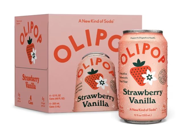 OLIPOP Prebiotic Soda, Strawberry Vanilla