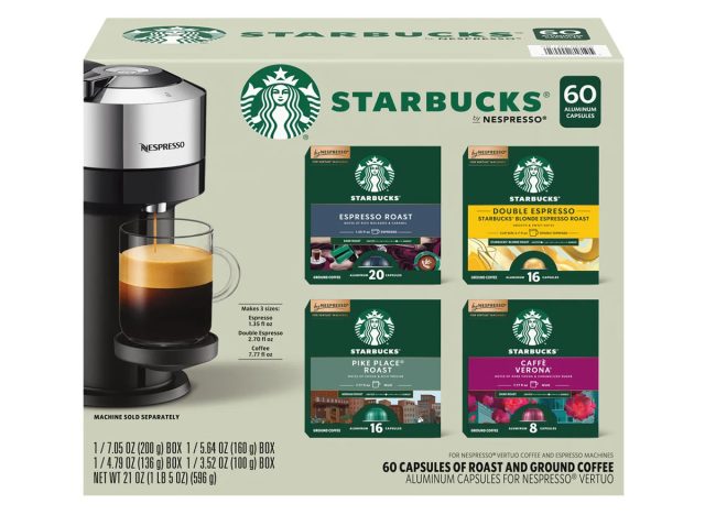 Starbucks Coffee and Espresso Capsules for Nespresso Vertuo Machines 60-count Variety Pack, 100% Arabica Coffee