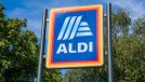 Pontefract ,Wakefield , UK 12 July 2025 : One famous German discount supermarket chains brand in UK , with cloudy blue sky