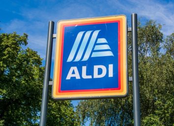 Pontefract ,Wakefield , UK 12 July 2025 : One famous German discount supermarket chains brand in UK , with cloudy blue sky