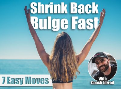 A young woman is sitting on the beach with her arms raised up in the air. 7 Standing Exercises That Shrink Back Bulge in 30 Days After 40 (No Equipment). Cover