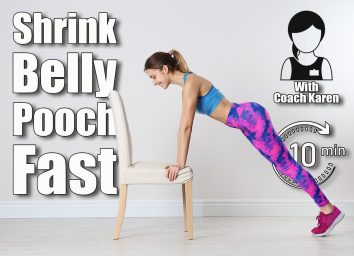 Young woman exercising with chair near white wall. Home fitness. 5 Chair Exercises That Trim Belly Pooch Better Than Ab Workouts After 45. Cover