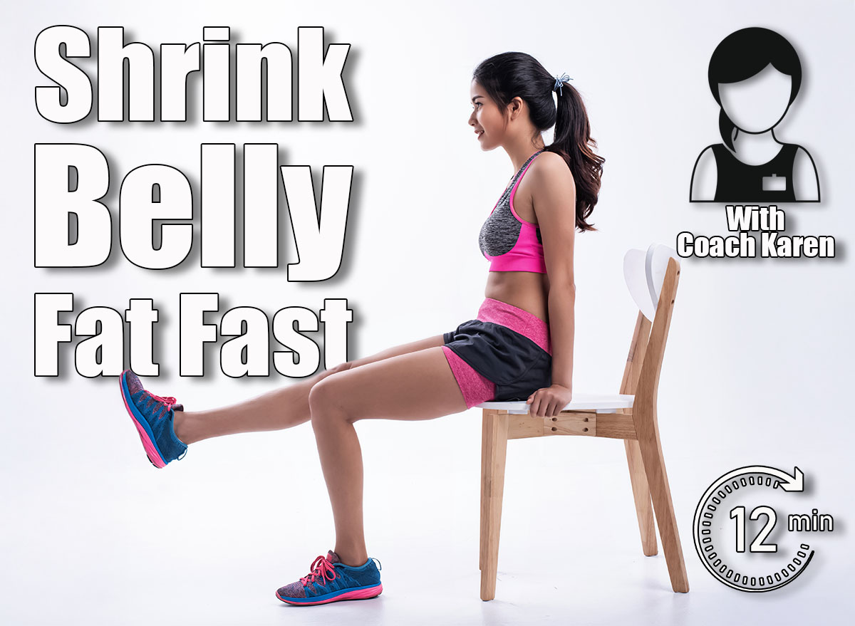 Young beautiful lady wearing sportwear.Sittling on wooden chair,raise right leg up,for stretching body,before exercise. 8 Best Chair Yoga Exercises for Belly Fat - UPDATE. Cover