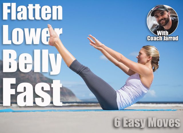 Focused fit blonde doing yoga on the beach on a sunny day. 6 Core Exercises That Flatten Lower Belly in 30 Days After 50. Cover
