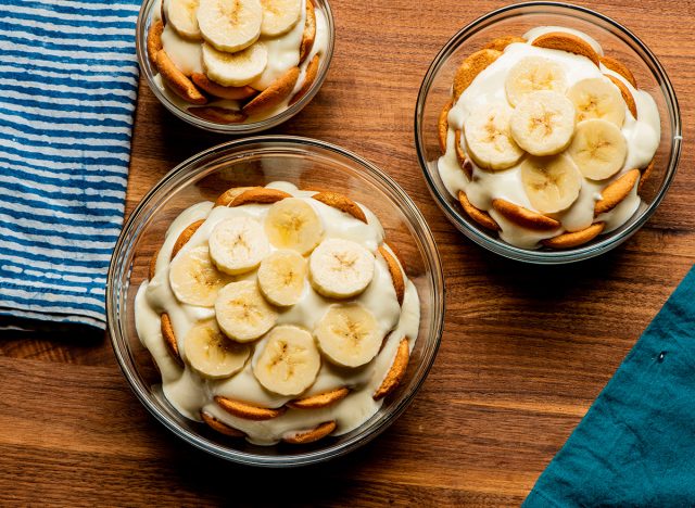 Banana Pudding. Classic traditional American dessert favorite. Banana Pudding, made with vanilla pudding, bananas and vanilla wafers and whipped cream.