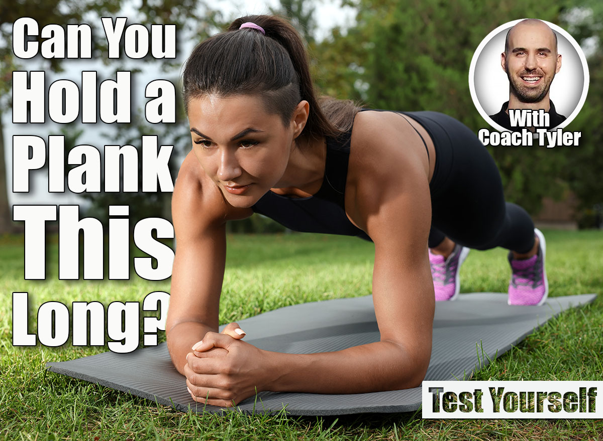 Young woman doing plank exercise on grass in park. If You Can Hold a Plank This Long After 60, Your Abs Are Better Than Most. Cover