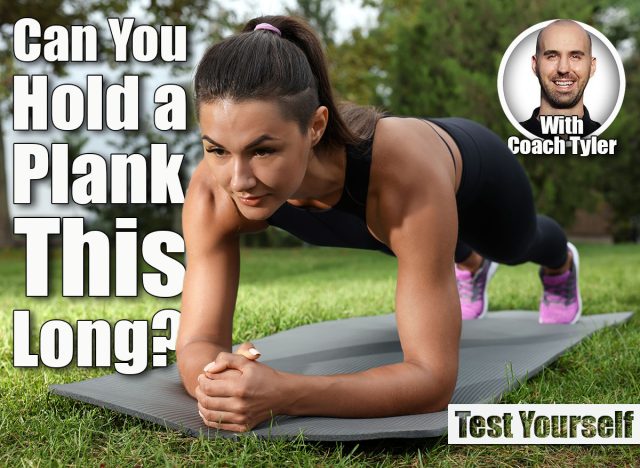Young woman doing plank exercise on grass in park. If You Can Hold a Plank This Long After 60, Your Abs Are Better Than Most. Cover