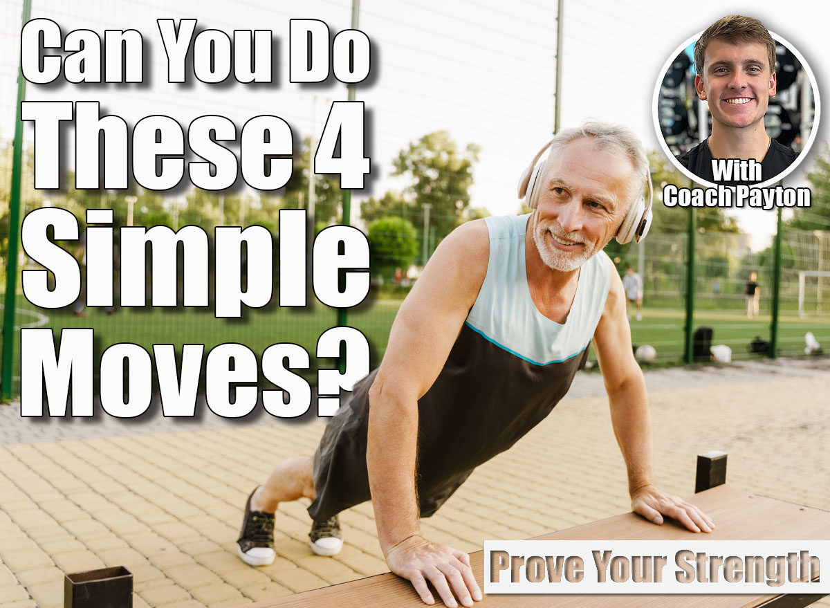 Grey senior man listening music and doing push-ups while working out in park. If You Can Do These 4 Bodyweight Exercises After 60, You're Stronger Than Most 40-Year-Olds. Cover