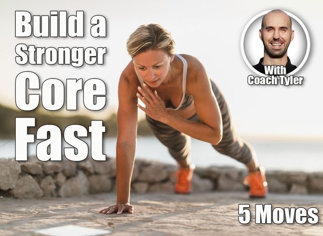 Fit middle age woman doing plank or push-up exercises during hard training near the sea beach. 5 Effective Core Exercises That Build Strength Better Than Gym Workouts After 45. Cover