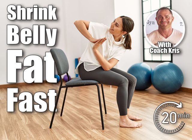 Young hispanic woman smiling confident training yoga at sport center. 6 Chair Moves That Shrink Stubborn Belly Fat Faster Than Crunches After 50. Cover