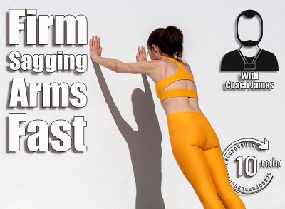 Sporty woman doing push off exercises against a wall, 5 Quick Exercises That Firm Sagging Arms Better Than Weights After 40. Cover