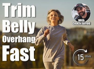 Happy beautiful smiling senior woman in sports clothes running on a city street during her outdoor fitness workout in the summer. Old age, healthy lifestyle, exercise concept. 4 Standing Exercises That Trim Belly Overhang Faster Than Crunches. Cover