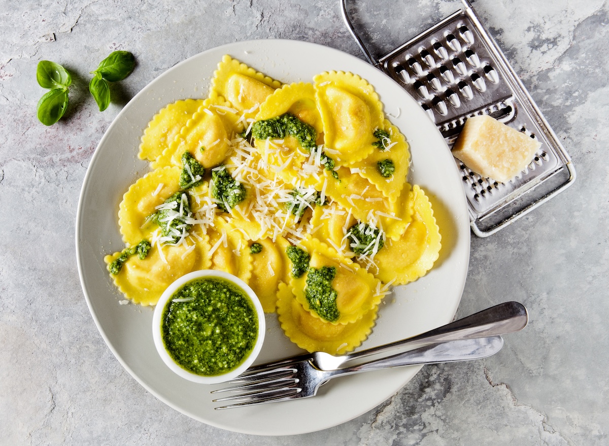 Delicious,Cooked,Ravioli,In,A,Gray,Plate,On,A,Gray