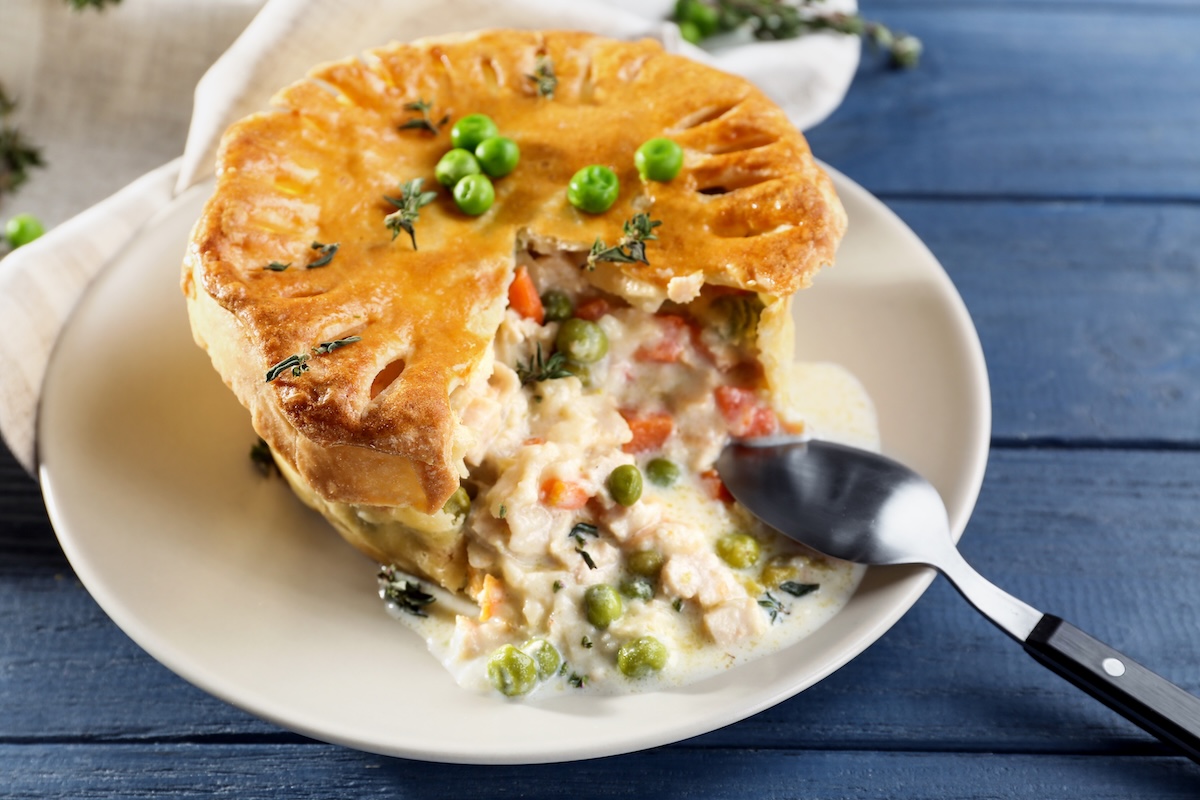 Tasty,Chicken,Pot,Pie,With,Green,Peas,On,Plate
