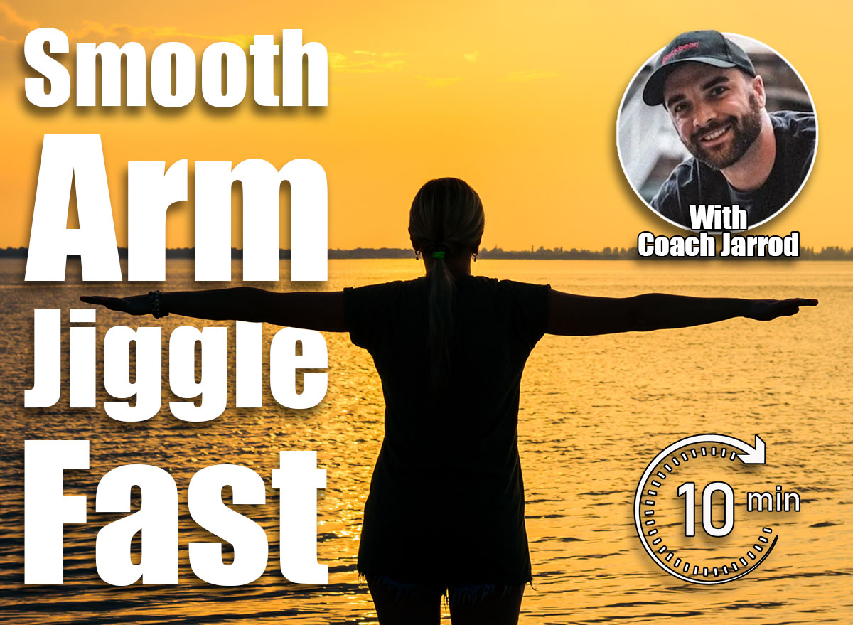 Young woman she spread her arms out to the sides enjoying a beautiful evening near the estuary. 7 Standing Exercises That Smooth Arm Jiggle in 30 Days After 45 (No Weights). Cover