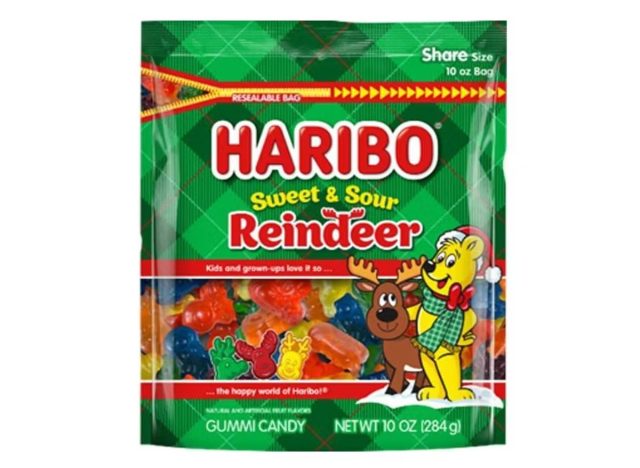 HARIBO Sweet and Sour Christmas Reindeer Gummy Candy Stocking Stuffers