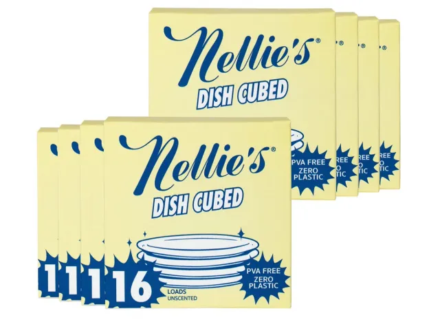 Nellie's Auto Dish Cubed Dishwasher Cubes, Unscented, 128-count