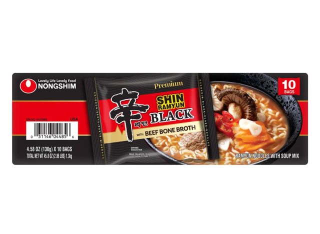 Nongshim Shin Ramyun Noodles with Soup Mix, Black with Beef Bone Broth, 4.58 oz, 10-count