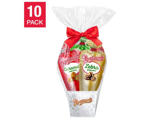 Popcornopolis Metallic Holiday 5-count Mini Cone Gift Basket
