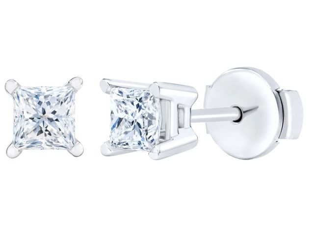 Princess Cut 0.73 ctw VS2 Clarity, G Color Diamond 14kt Gold Stud Earrings
