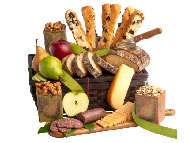 Savory Sampler Bread, Cheese, Salami and Fruit Gift Basket