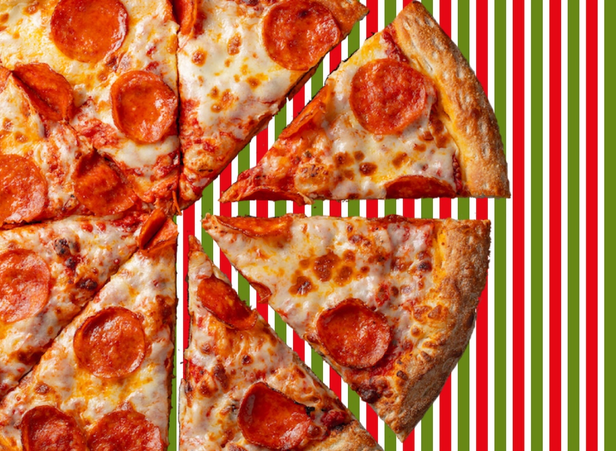 Template, red, green, stripes, pizza