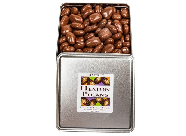 Heaton Pecans Large Square Milk Chocolate Covered Pecan Tin
