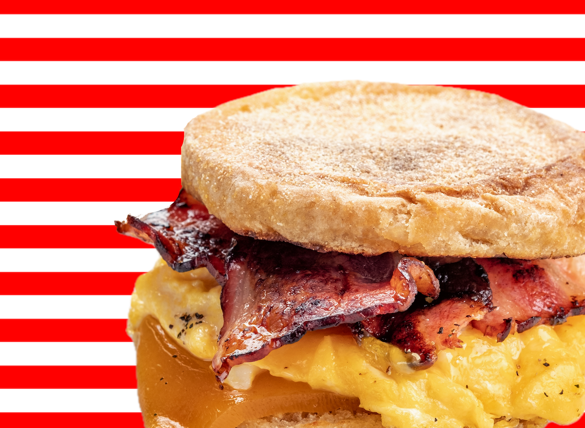 Red, breakfast sandwich