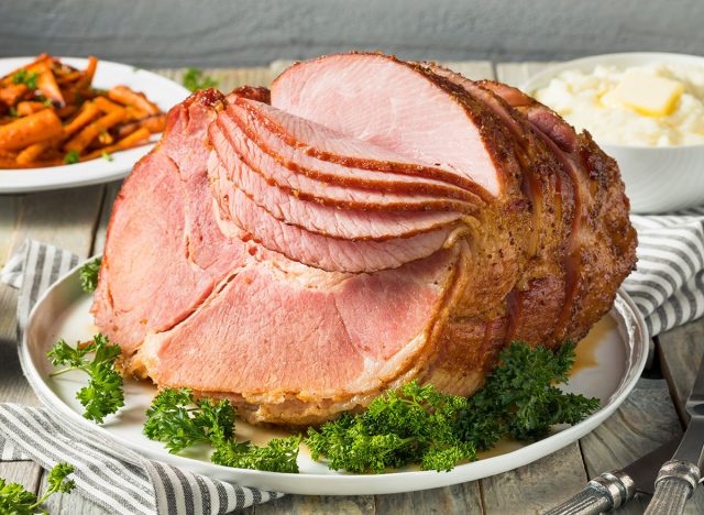 Homemade Glazed Easter Spiral Cut Ham with Carrots and Potatoes