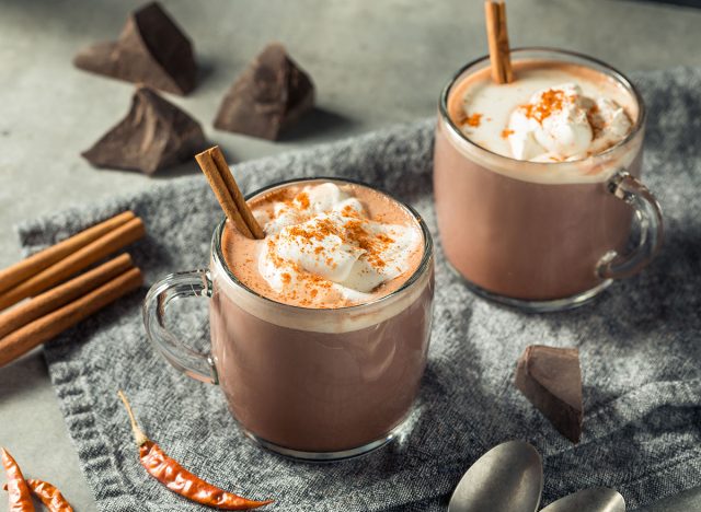 Homemade Spicy Mexican Hot Cocoa Chocolate with Cinnamon and Cayenne