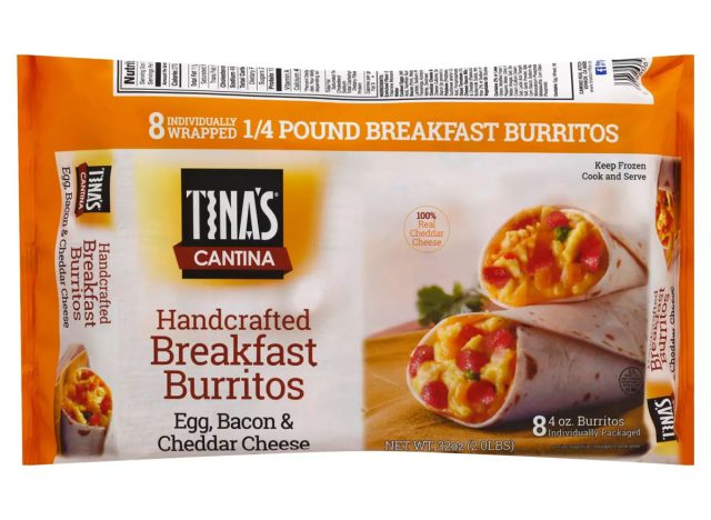 Tina's Cantina Egg Bacon & Cheddar Cheese Breakfast Burritos