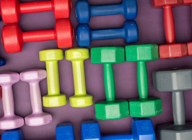 colored multicolored dumbbells for background