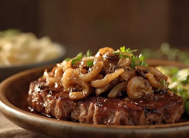 Bob Evans Mushroom and Onion Chopped Steak plate