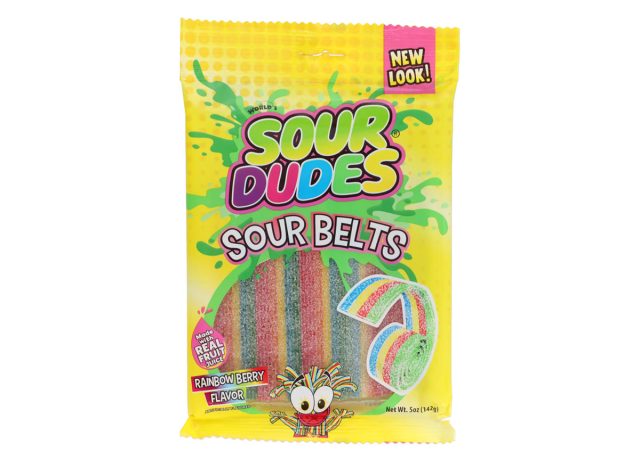 Sour Dudes Sour Belts Rainbow Berry Flavor Candy