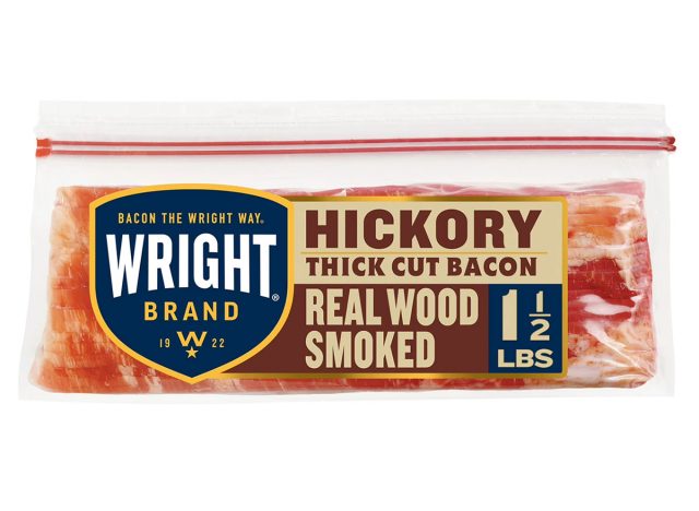 Wright Brand Hickory Real Wood Smoked Thick Cut Sliced Refrigerated Bacon