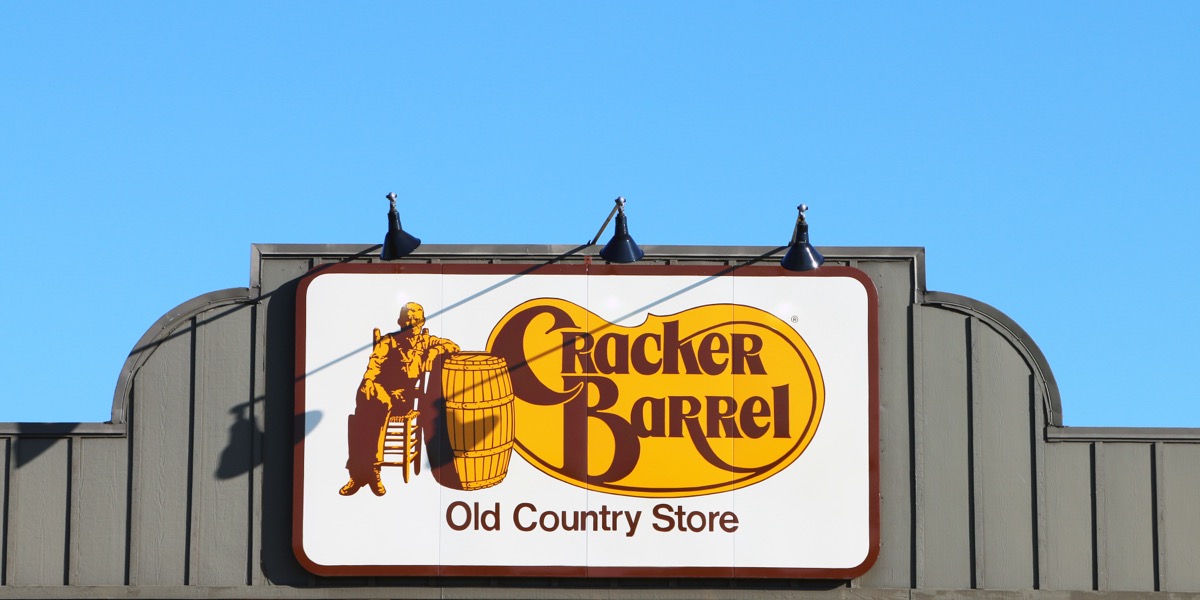 NASHVILLE, TENNESSEE-DECEMBER 30, 2017: Sign for Cracker Barrel Old Country Store, a chain of over 600 southern themed restaurants and gift shops.
