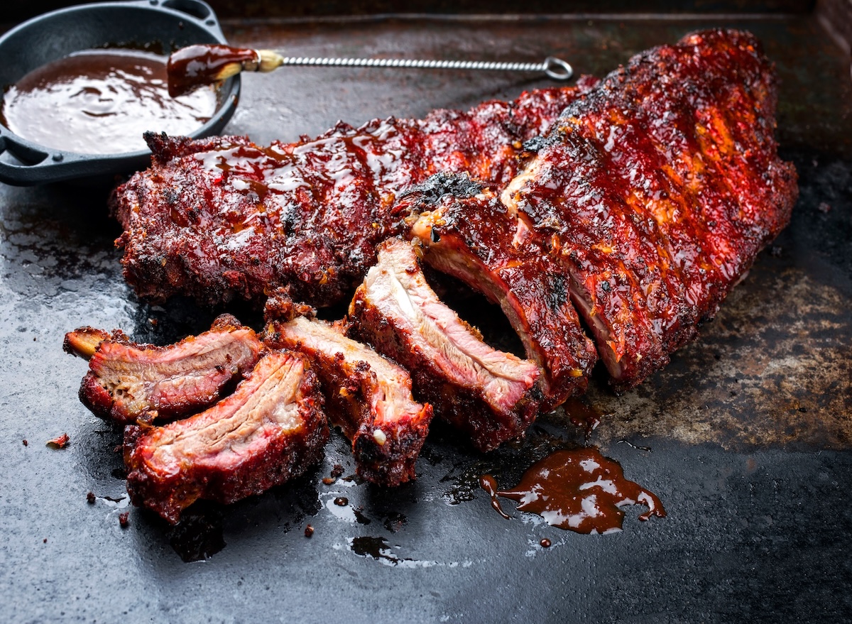 Barbecue,Pork,Spare,Loin,Ribs,St,Louis,Cut,With,Hot
