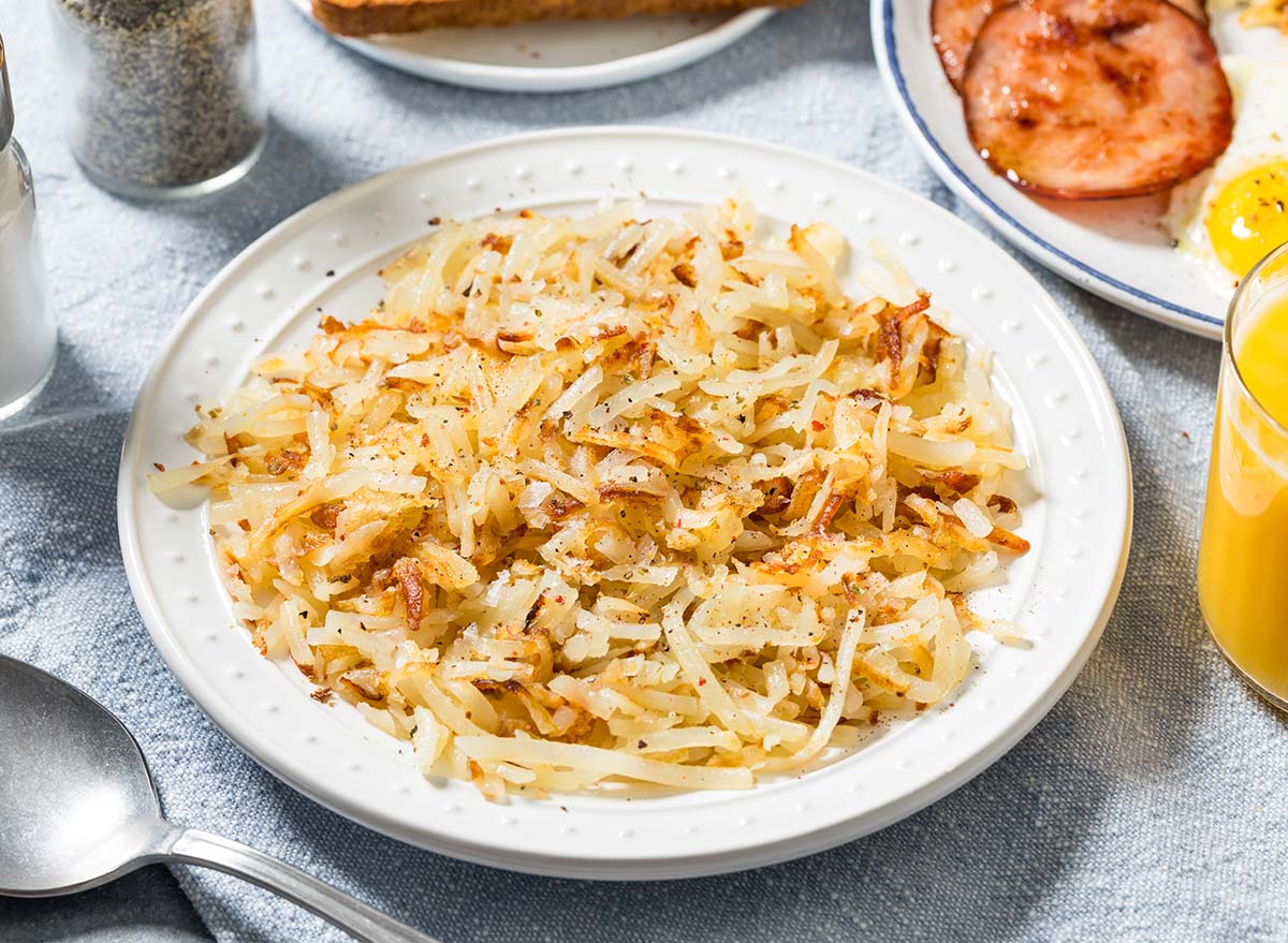 Healthy HOmemade Crispy Shredded Hashbrowns with Salt and Pepper