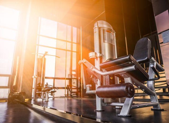 Fitness machines in fitness room at the morning