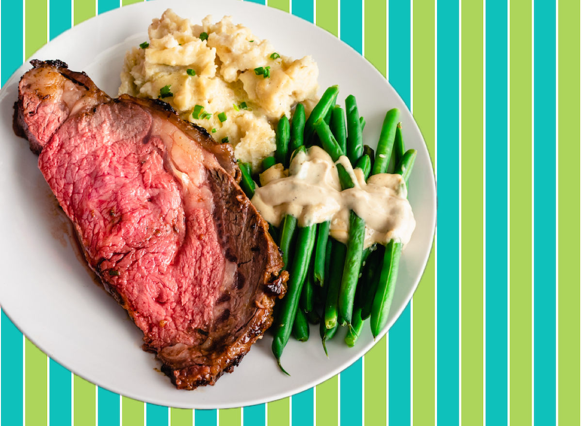 Prime rib potatoes green beans