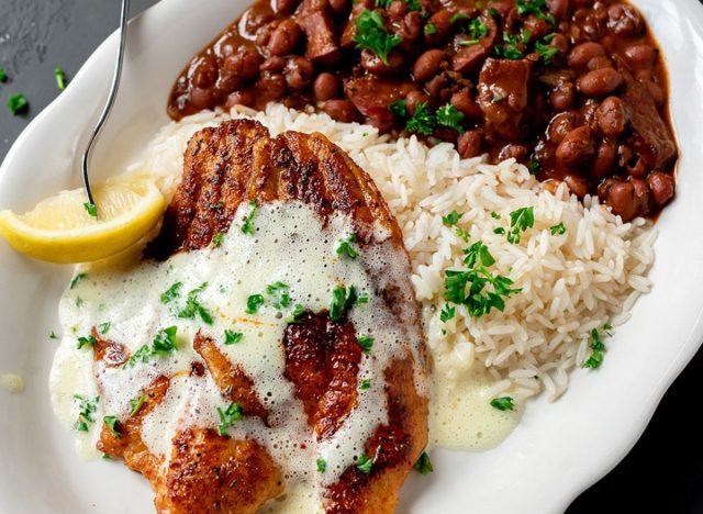 Pappadeaux Seafood Kitchen Blackened Catfish with Red Beans & Rice