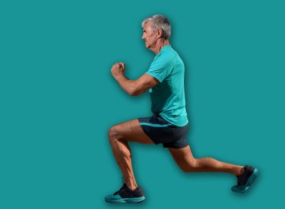 Elderly man practicing sports on the street