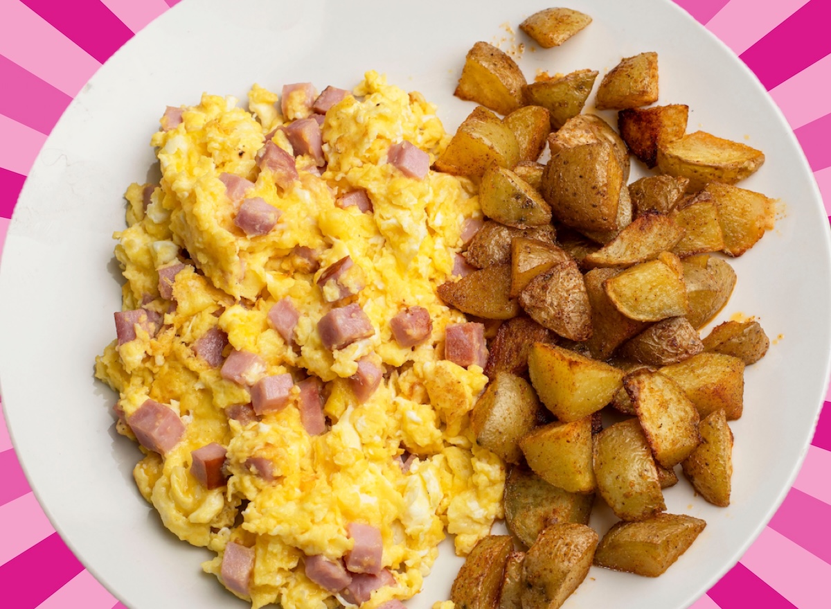 Ham egg scramble breakfast skillet