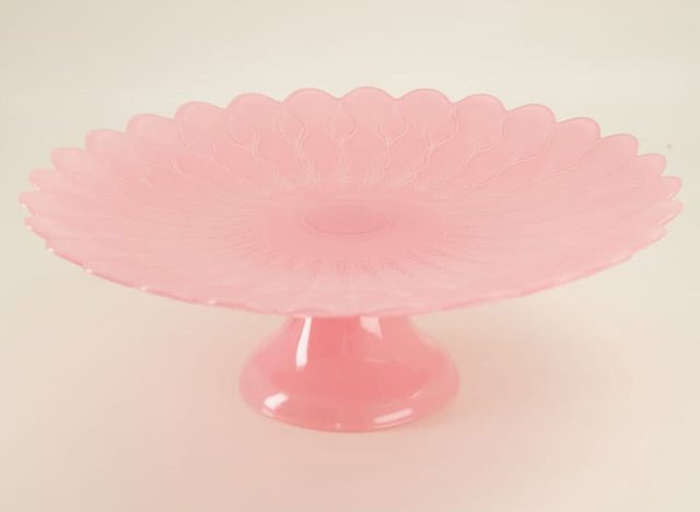 Glass Pink Flower Cake Stand
