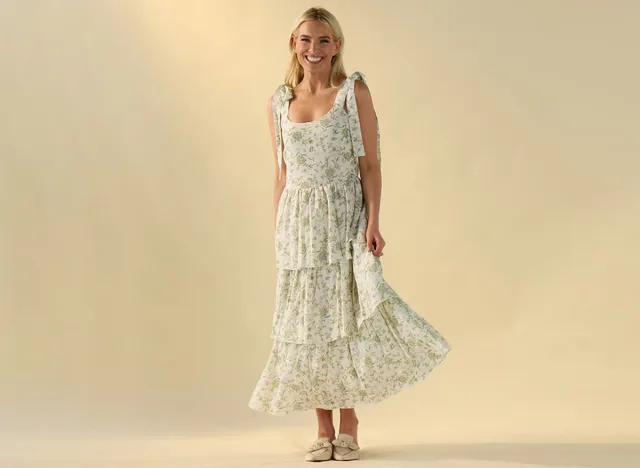 Green Toile Layer Sundress