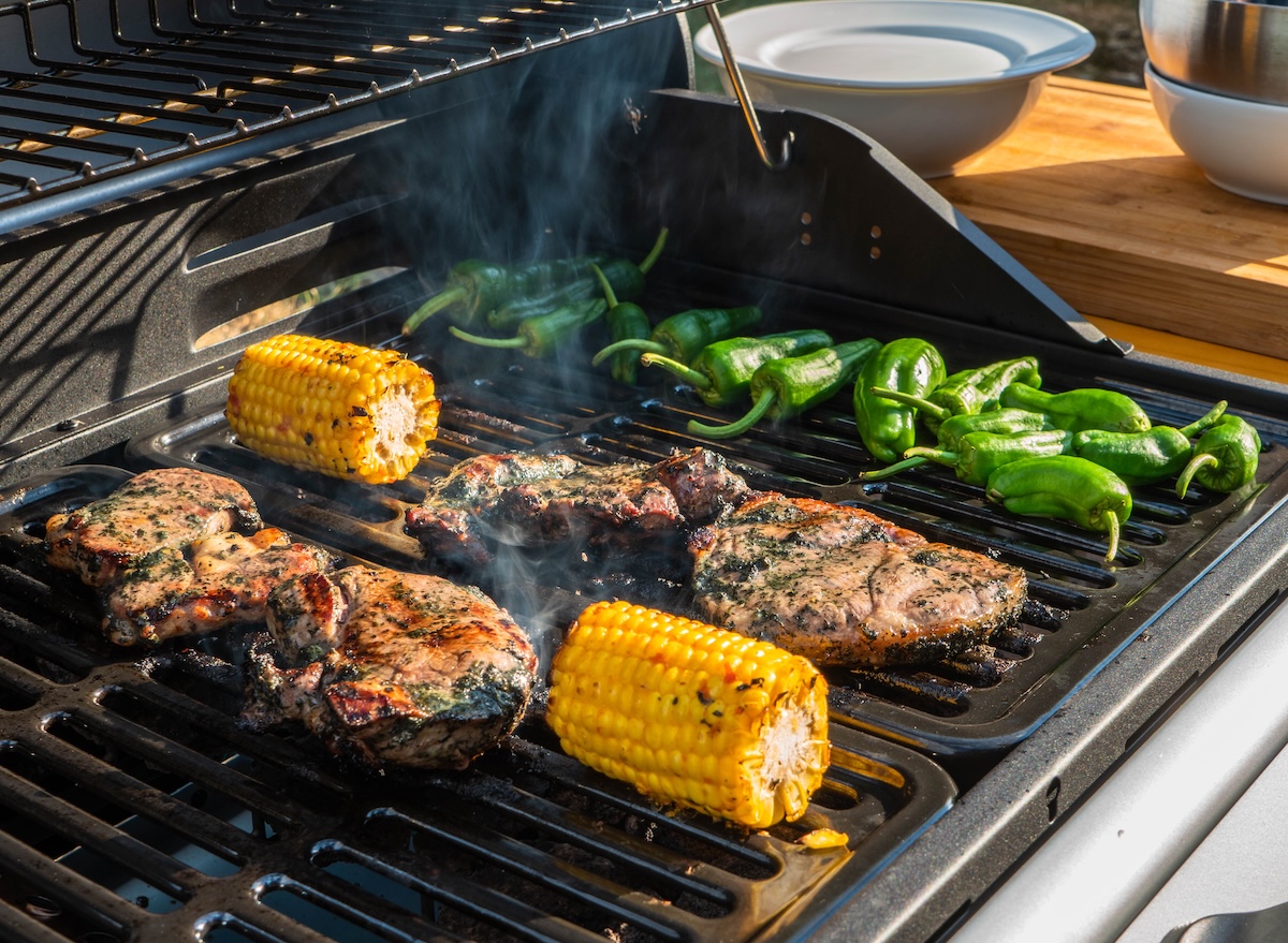 Delicious,Flame,Grilled,Meat,And,Vegetables.,Food,Cooking,On,A