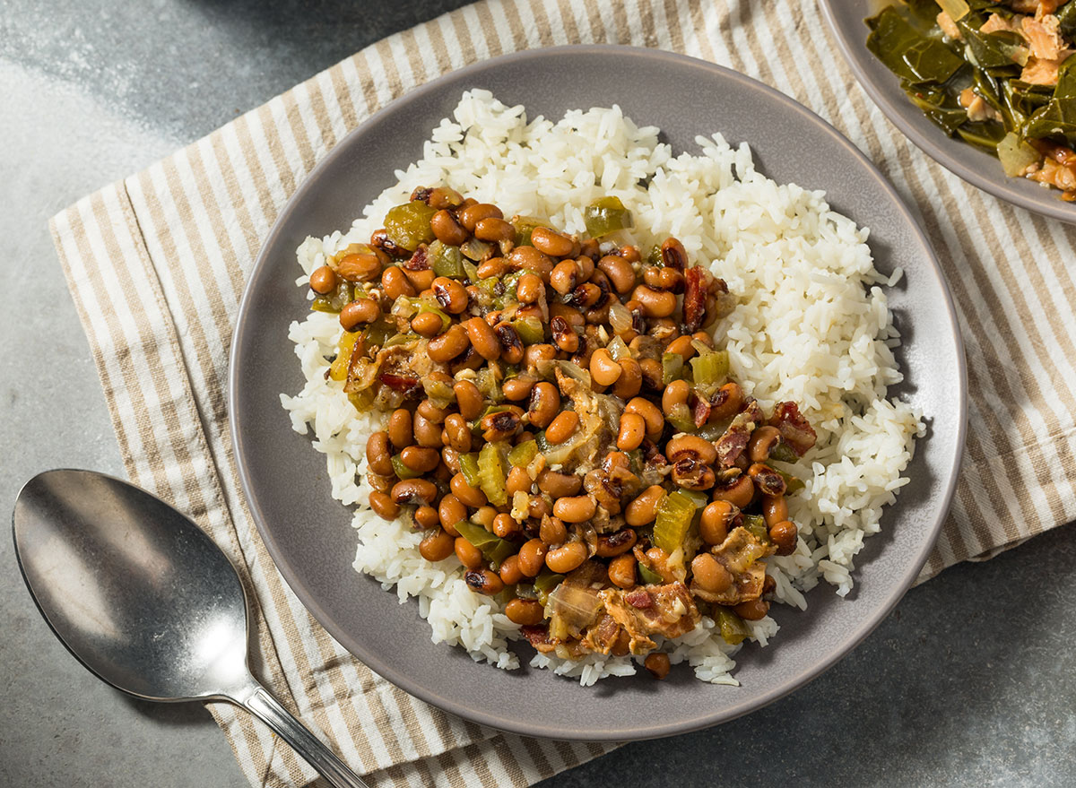 Savory Homemade Southern Hoppin John with White Rice