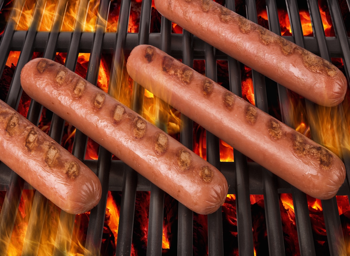 Hot dogs on grill