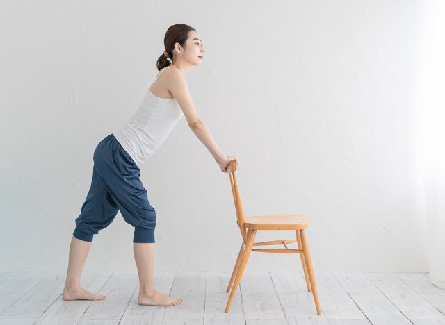young japanese woman : exercise and stretch image
