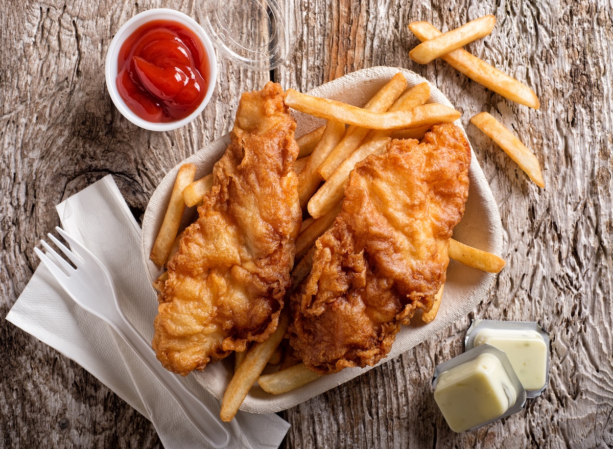 Delicious,Fish,And,Chips,In,A,Take,Out,Container,With